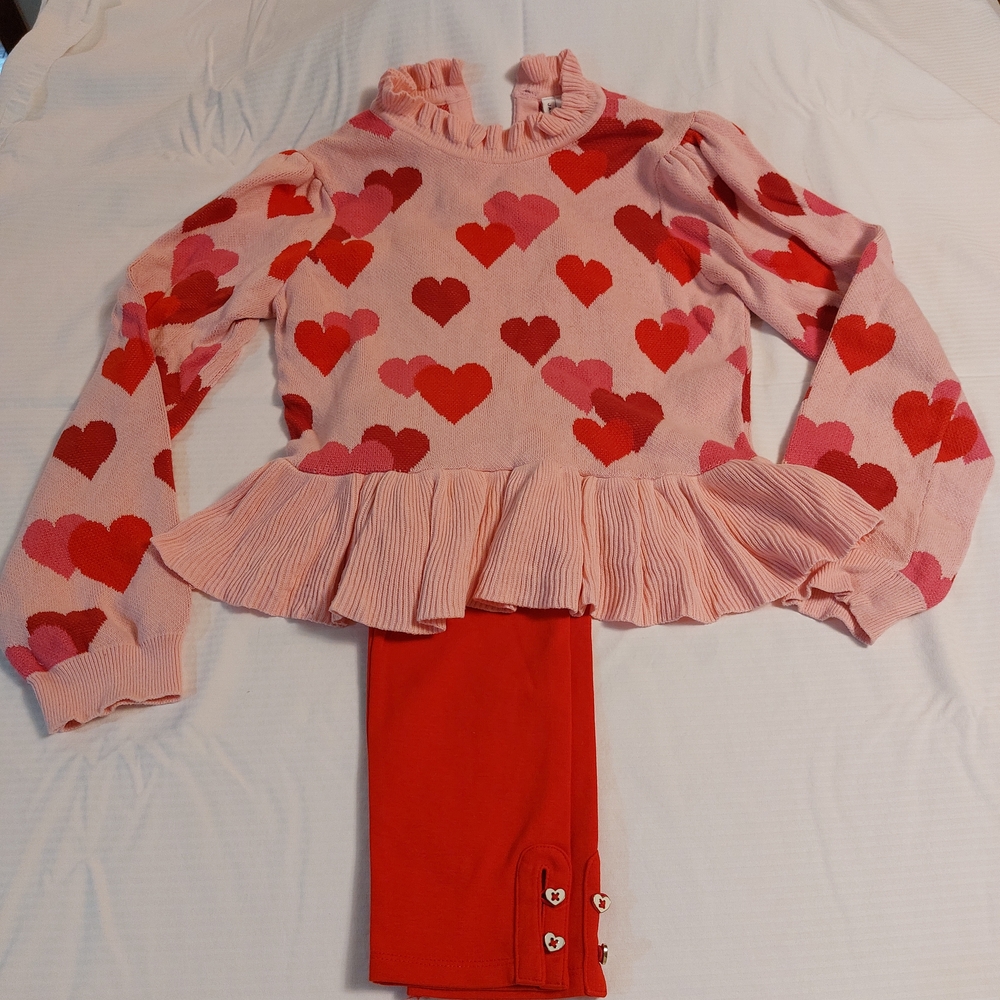 Janie and Jack Pink and Red Heart Matching Set